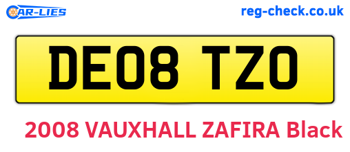 DE08TZO are the vehicle registration plates.
