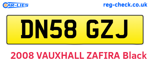 DN58GZJ are the vehicle registration plates.