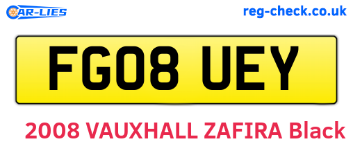FG08UEY are the vehicle registration plates.