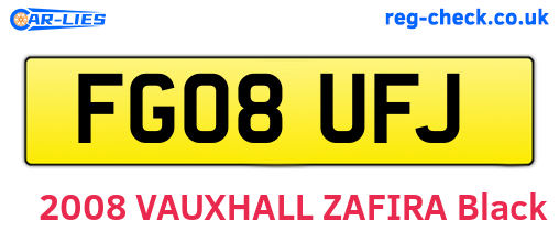 FG08UFJ are the vehicle registration plates.