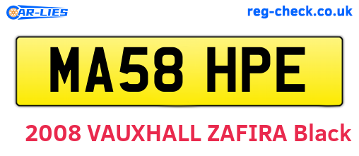 MA58HPE are the vehicle registration plates.