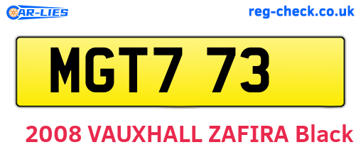 MGT773 are the vehicle registration plates.