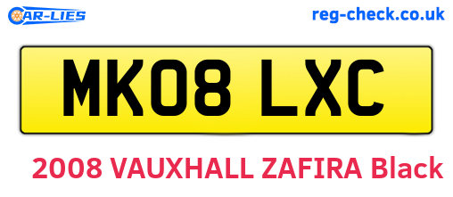 MK08LXC are the vehicle registration plates.