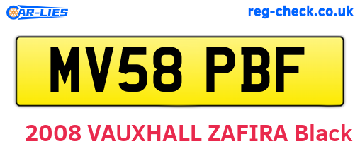 MV58PBF are the vehicle registration plates.