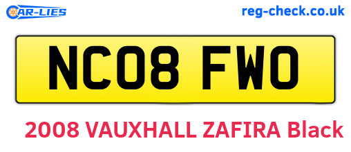 NC08FWO are the vehicle registration plates.