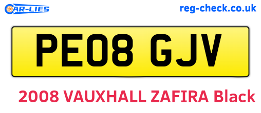 PE08GJV are the vehicle registration plates.