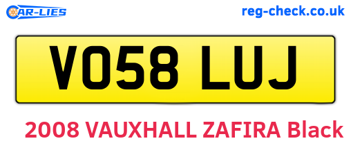 VO58LUJ are the vehicle registration plates.