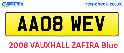 AA08WEV are the vehicle registration plates.