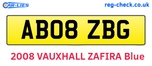 AB08ZBG are the vehicle registration plates.