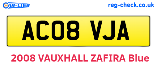 AC08VJA are the vehicle registration plates.