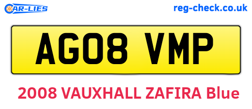 AG08VMP are the vehicle registration plates.