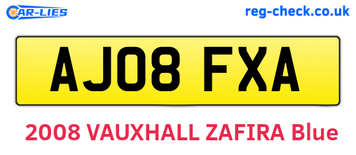 AJ08FXA are the vehicle registration plates.