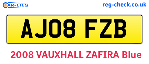 AJ08FZB are the vehicle registration plates.