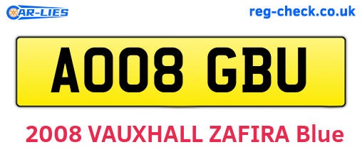 AO08GBU are the vehicle registration plates.