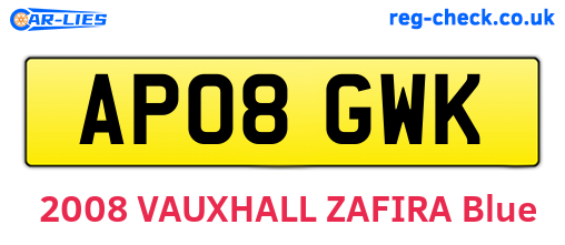 AP08GWK are the vehicle registration plates.
