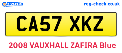 CA57XKZ are the vehicle registration plates.