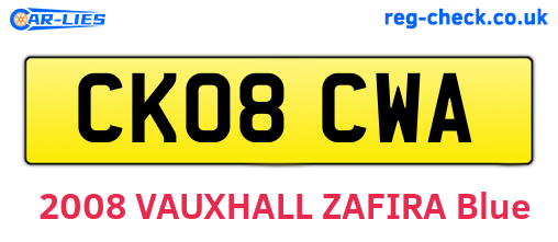 CK08CWA are the vehicle registration plates.