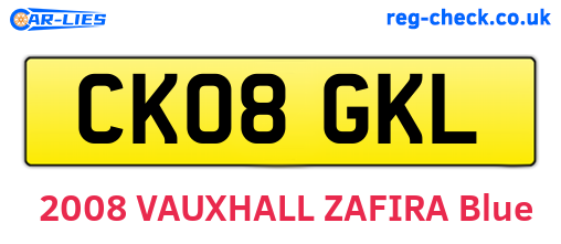 CK08GKL are the vehicle registration plates.