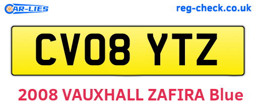 CV08YTZ are the vehicle registration plates.