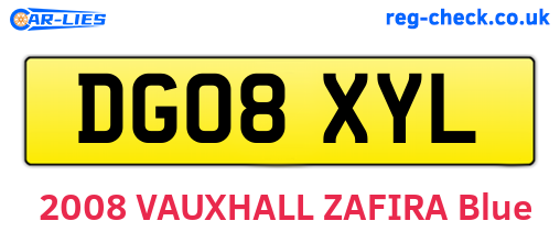 DG08XYL are the vehicle registration plates.