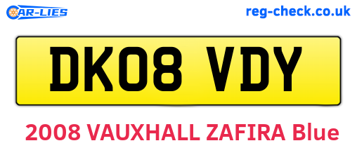 DK08VDY are the vehicle registration plates.