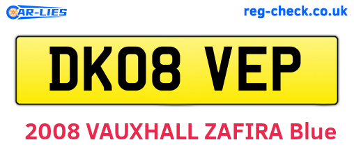 DK08VEP are the vehicle registration plates.