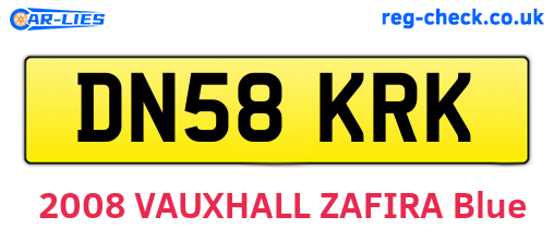 DN58KRK are the vehicle registration plates.