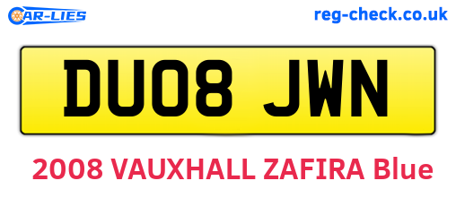 DU08JWN are the vehicle registration plates.