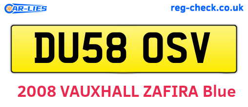 DU58OSV are the vehicle registration plates.