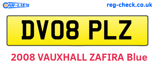 DV08PLZ are the vehicle registration plates.