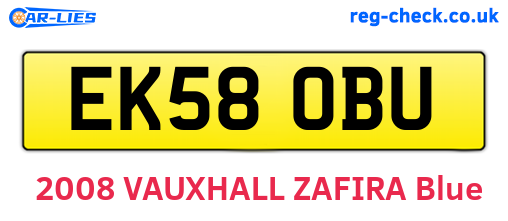 EK58OBU are the vehicle registration plates.