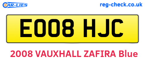 EO08HJC are the vehicle registration plates.