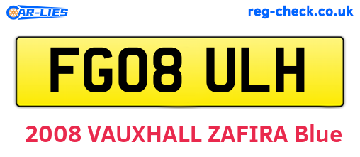 FG08ULH are the vehicle registration plates.