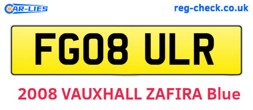 FG08ULR are the vehicle registration plates.