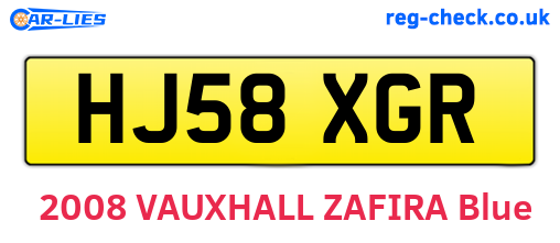 HJ58XGR are the vehicle registration plates.