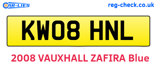 KW08HNL are the vehicle registration plates.