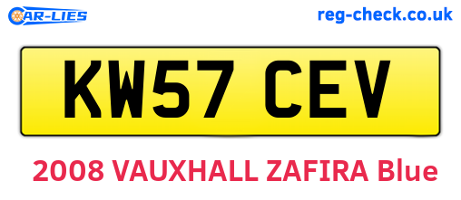 KW57CEV are the vehicle registration plates.