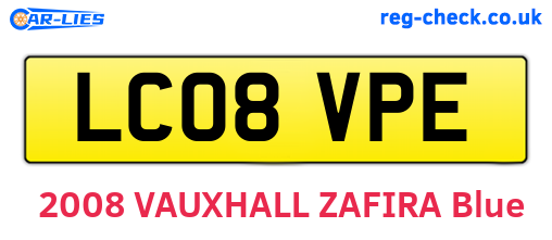 LC08VPE are the vehicle registration plates.