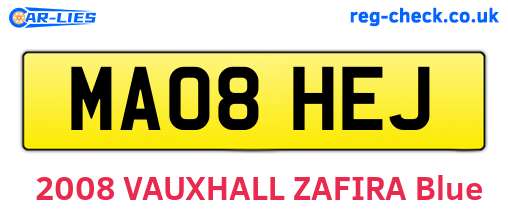 MA08HEJ are the vehicle registration plates.