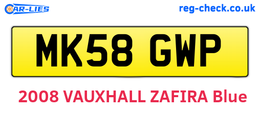 MK58GWP are the vehicle registration plates.