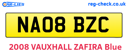 NA08BZC are the vehicle registration plates.