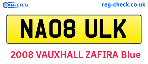 NA08ULK are the vehicle registration plates.