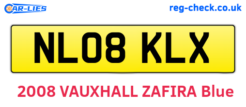NL08KLX are the vehicle registration plates.
