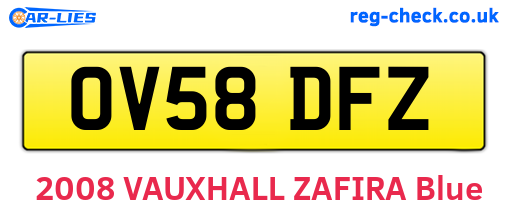 OV58DFZ are the vehicle registration plates.