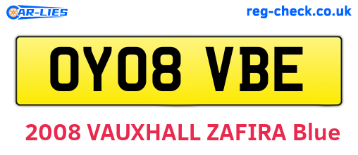 OY08VBE are the vehicle registration plates.