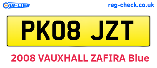 PK08JZT are the vehicle registration plates.