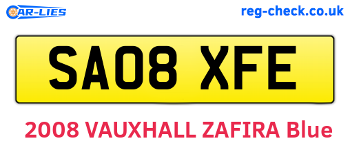 SA08XFE are the vehicle registration plates.