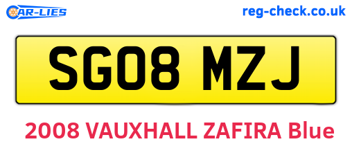SG08MZJ are the vehicle registration plates.
