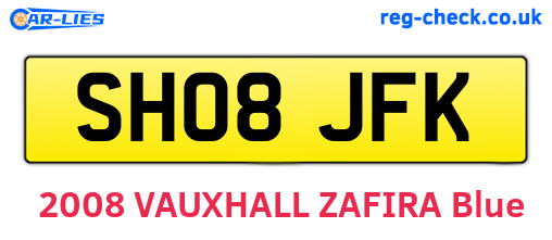 SH08JFK are the vehicle registration plates.