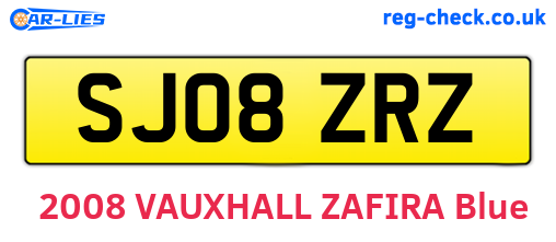 SJ08ZRZ are the vehicle registration plates.